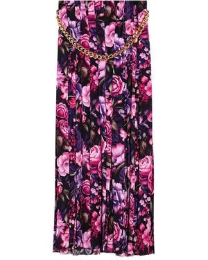 Balenciaga Floral Pleated Maxi Skirt - Purple
