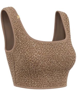Elisabetta Franchi Haut À Ornements De Sequins - White