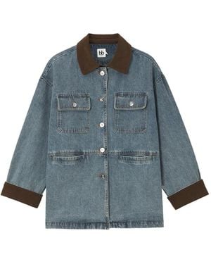 B+ AB Corduroy-Trim Denim Jacket - Blue
