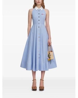 Self-Portrait Striped Halterneck Midi Dress - Blue