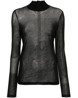 Helmut Lang Sheer Turtleneck Long-Sleeve T-Shirt - Black