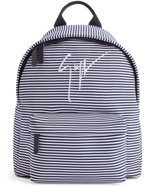 Giuseppe Zanotti Logo-Embroidered Striped Backpack - Blue