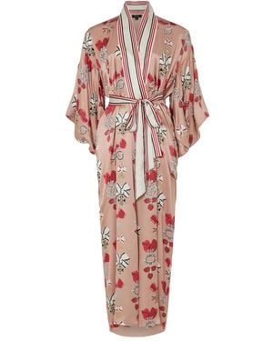 Temperley London Abrigo De Seda Con Estampado Floral - Rosa