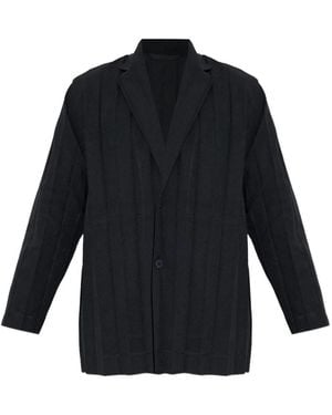 Homme Plissé Issey Miyake Blazer À Design Côtelé - Blue