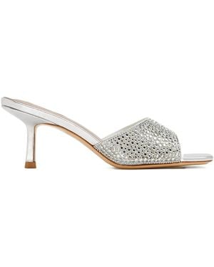 Nicoli 75Mm Crystal-Embellished Square-Toe Sandals - White