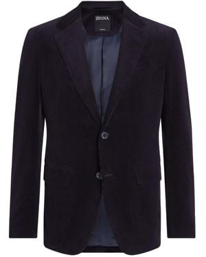 ZEGNA Einreihiges Sakko Aus Cord - Blau