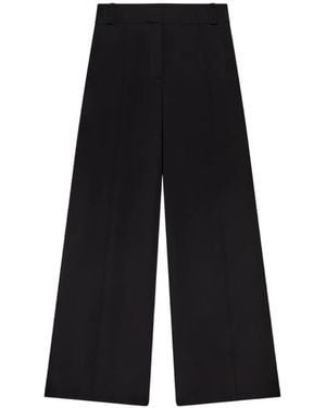 Another Tomorrow Topstitched Wide-Leg Trousers - Black