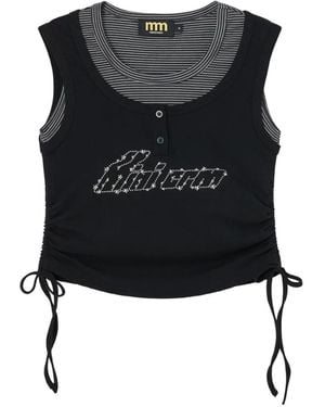 Mini Cream Layered-Effect Tank Top - Black