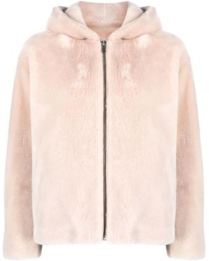 Yves Salomon Shearling Hooded Jacket - Pink