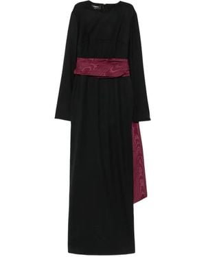 Rochas Long-Sleeve Maxi Dress - Black