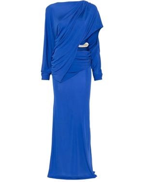 Christopher Esber Encased Nature Draped One-Shoulder Dress - Blue