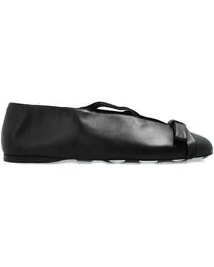 Moschino Bow-Detail Leather Ballet Flats - Black