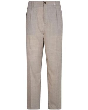 Myths Pleated Slub-Texture Trousers - Grey