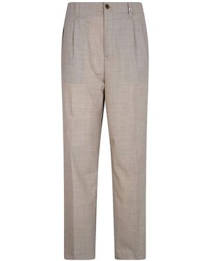 Myths Pleated Slub-Texture Trousers - Grey