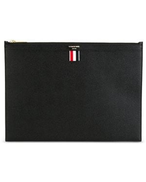 Thom Browne Stripe Zip Clutch Bag - Black