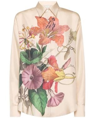 Pierre Louis Mascia Aloe Floral-Print Silk Shirt - White