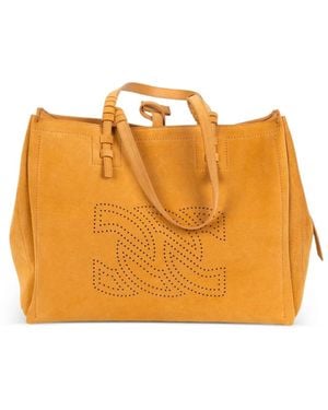 Casadei Perforated-Logo Suede Tote Bag - Orange