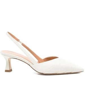 Julie Dee Slingback Leather Pumps - White
