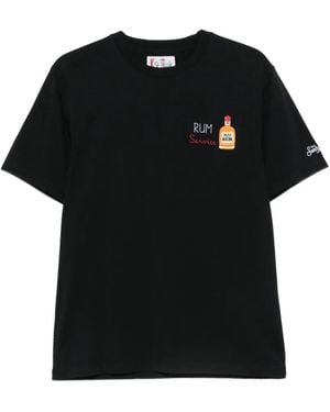 MC2 Saint Barth Arnott Embroidered Cotton T-Shirt - Black