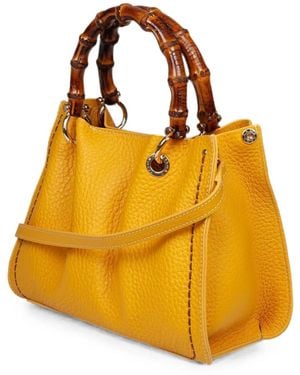 VISONA Posillipo Bamboo-Handle Tote Bag - Orange