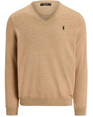 Ralph Lauren V-Neck Long-Sleeved Sweater - Natural