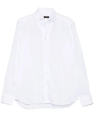 Barba Napoli Button-Down Linen Shirt - White