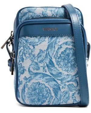 Versace Barocco-Print Crossbody Bag - Blue