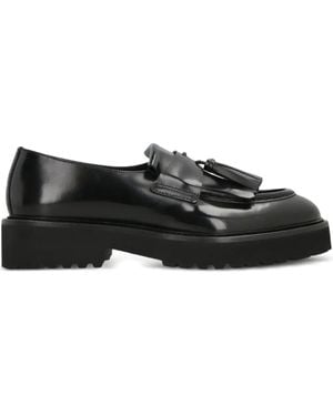 Doucal's Leather Tassel-Penny Loafers - Black