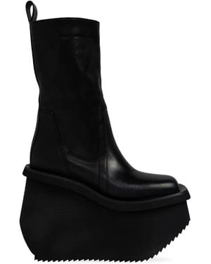 Rick Owens 140Mm Platform Leather Boots - Black
