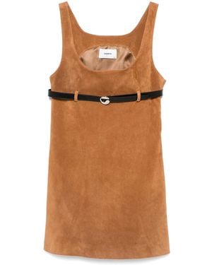 Coperni Belted Suede Mini Dress - Brown