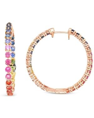 Lisa Nik 18K Rose Inside Out Sapphire Hoop Earrings - White