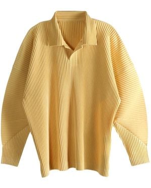 Homme Plissé Issey Miyake Monthly Colors August Pleated Long-Sleeve Polo Shirt - Yellow