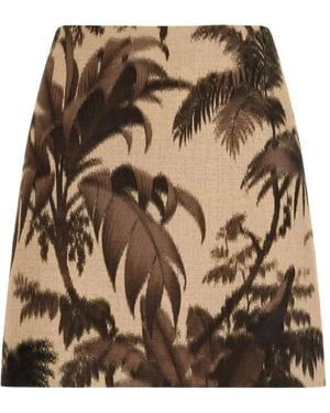 Oscar de la Renta Chiné Palm Leaves Mini Skirt - Brown