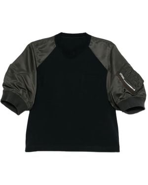 Sacai T-Shirt À Manches Bouffantes - Black