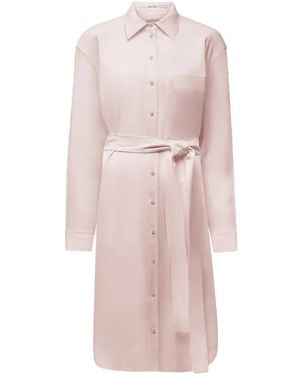 Another Tomorrow Pleat Back Midi Shirt Dress - Pink