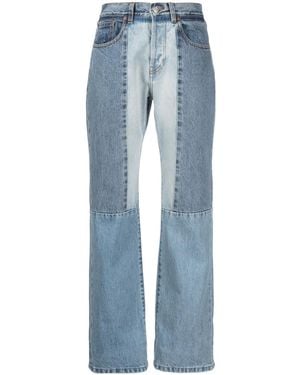 Victoria Beckham Jeans Dritti Con Design Patchwork - Blu