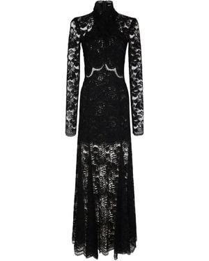 Rabanne Long-Sleeves Lace Maxi Dress - Black