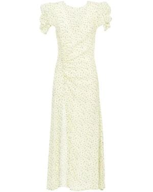 Mar De Margaritas Floral-Print Draped Midi Dress - White
