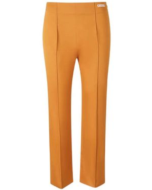 Marni Logo-Patch Pressed-Crease Pants - Orange