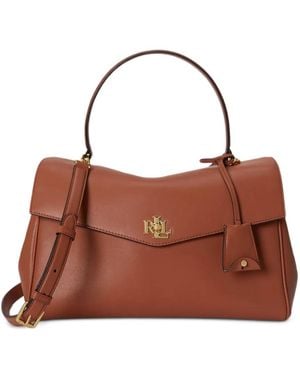 Ralph Lauren Medium Farrah Leather Soft Satchel Bag - Brown