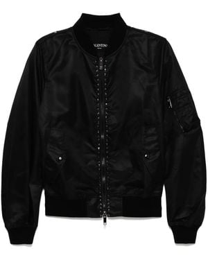 Valentino Garavani Rockstud Detailing Bomber Jacket - Black