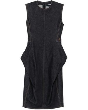 Jacquemus Vestido Midi Con Costuras En Contraste - Negro