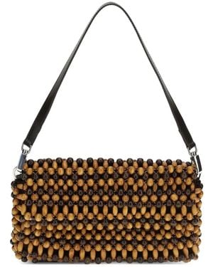 STAUD Timmy Bead-Embellished Shoulder Bag - Metallic