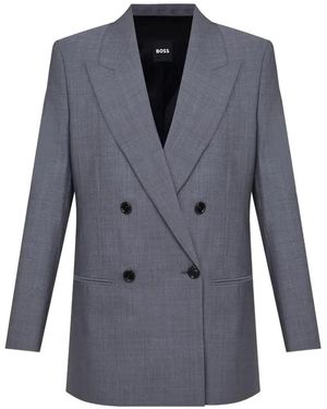 BOSS Double-Breasted Wool Jacket - Blue