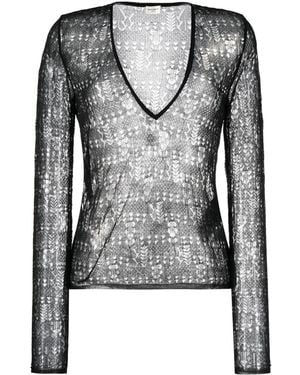 Tシャツ・カットソー SAINT LAURENT Semi-sheer certified viscose knitted top Saint Laurent Semi-Sheer Certified Viscose Knitted Top in
