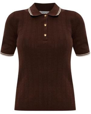 Moncler Buttoned Polo Tops - Brown