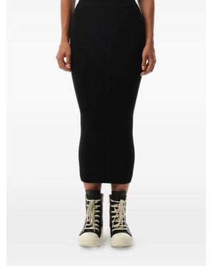 Rick Owens Rib-Knit Elasticated-Waistband Skirt - Black