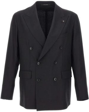 Tagliatore Double-Breasted Peak-Lapel Blazer - Blue