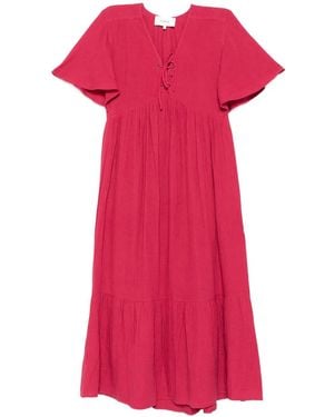 Ba&sh Lace-Up Details Midi Dress - Pink