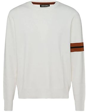 ZEGNA Pull À Détails Rayés - Blanc